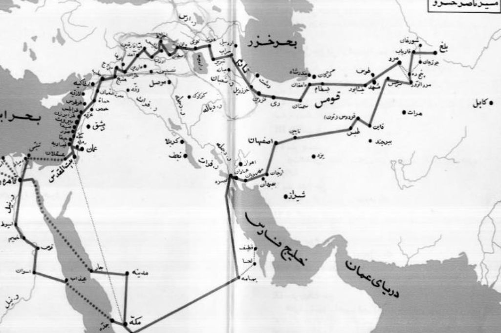 نقشه مسیرهای سفر ناصرخسرو