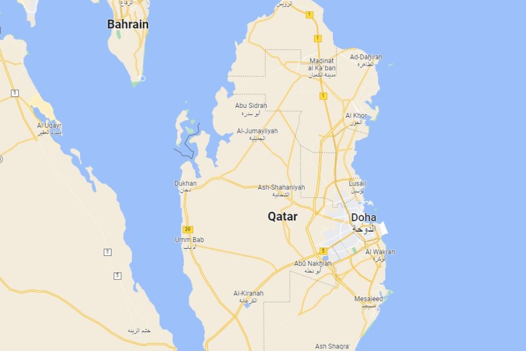 موقعیت شبه جزیره قطر در نقشه