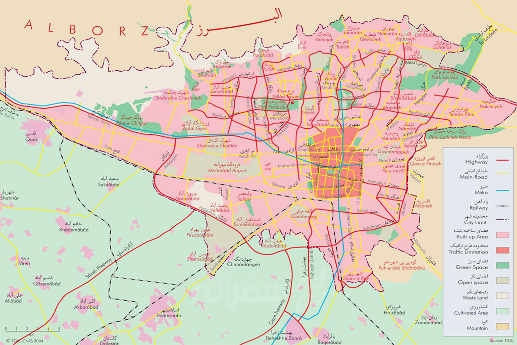نقشه اتوبان های تهران