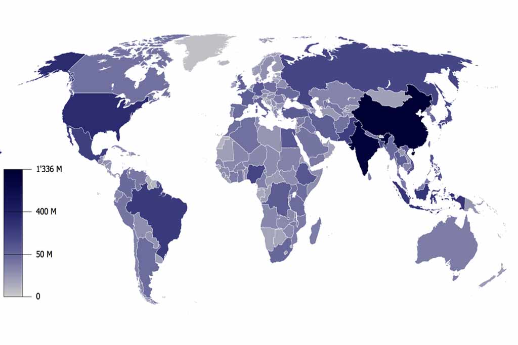 نقشه جمعیت جهان